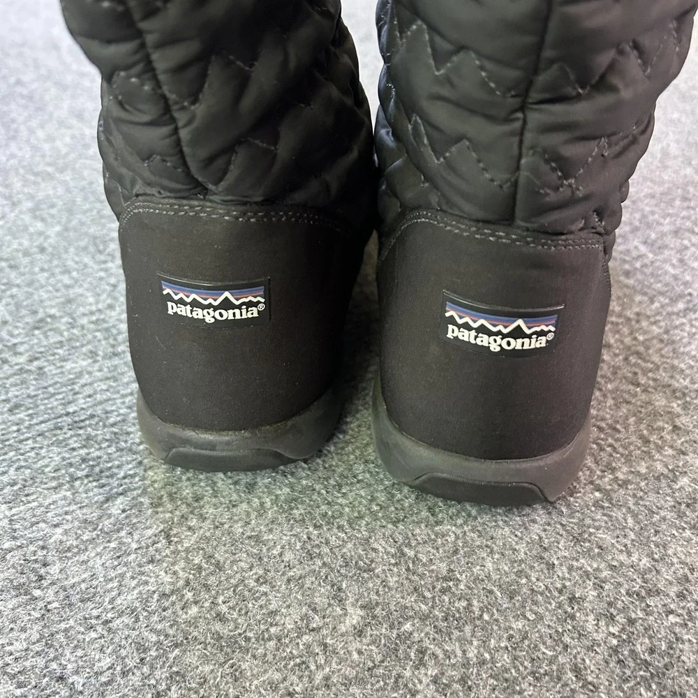 Patagonia Boots Fiona‎ Quilted Mid Snow Womens 9.5 Black Zip Insulated Winter